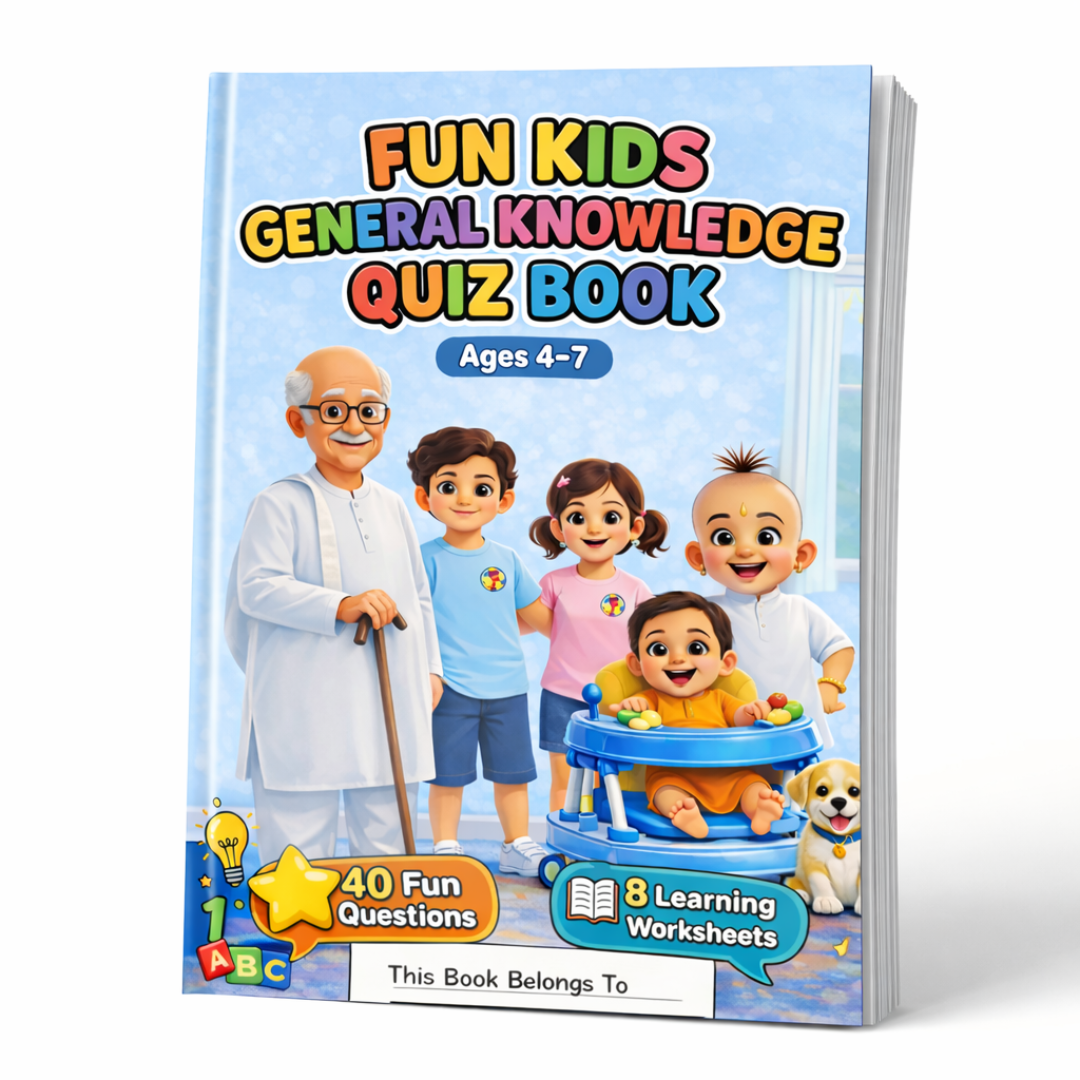 Kids General Knowledge Quiz Book | 40 Fun Questions + Worksheets | Learning Book for Kids