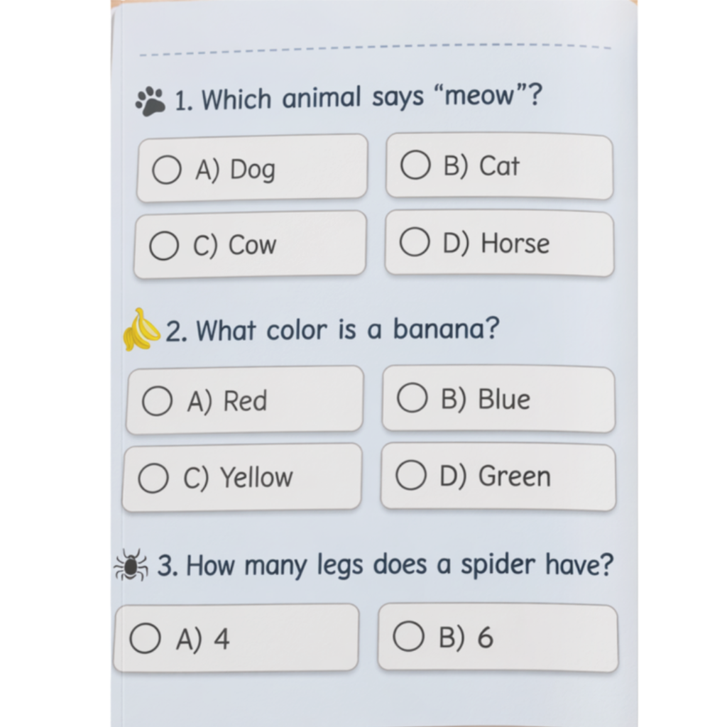 Kids General Knowledge Quiz Book | 40 Fun Questions + Worksheets | Learning Book for Kids