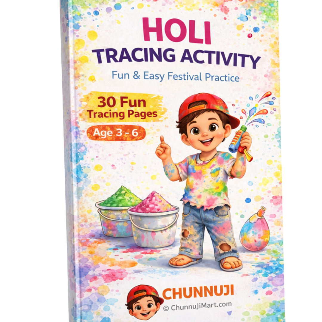 Holi Tracing Activity Book for Preschool Kids | 30 Fun Printable Pages