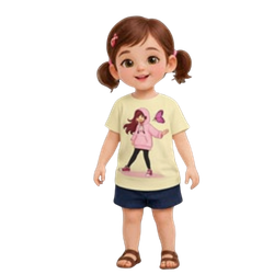 Cute Hoodie Girl T-Shirt for Kids | Soft Cotton Tee 7–14Y