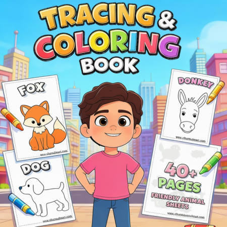 40-Page Animal Coloring and Tracing Book (Digital PDF Download)