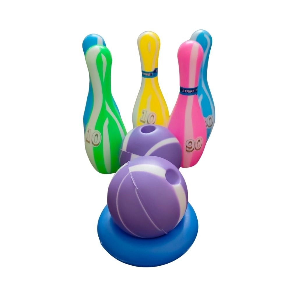 Junior Bowling Set With 5 Bottles 2 Balls And 1 Ball Stand Ring |   Plastic  |   Toys