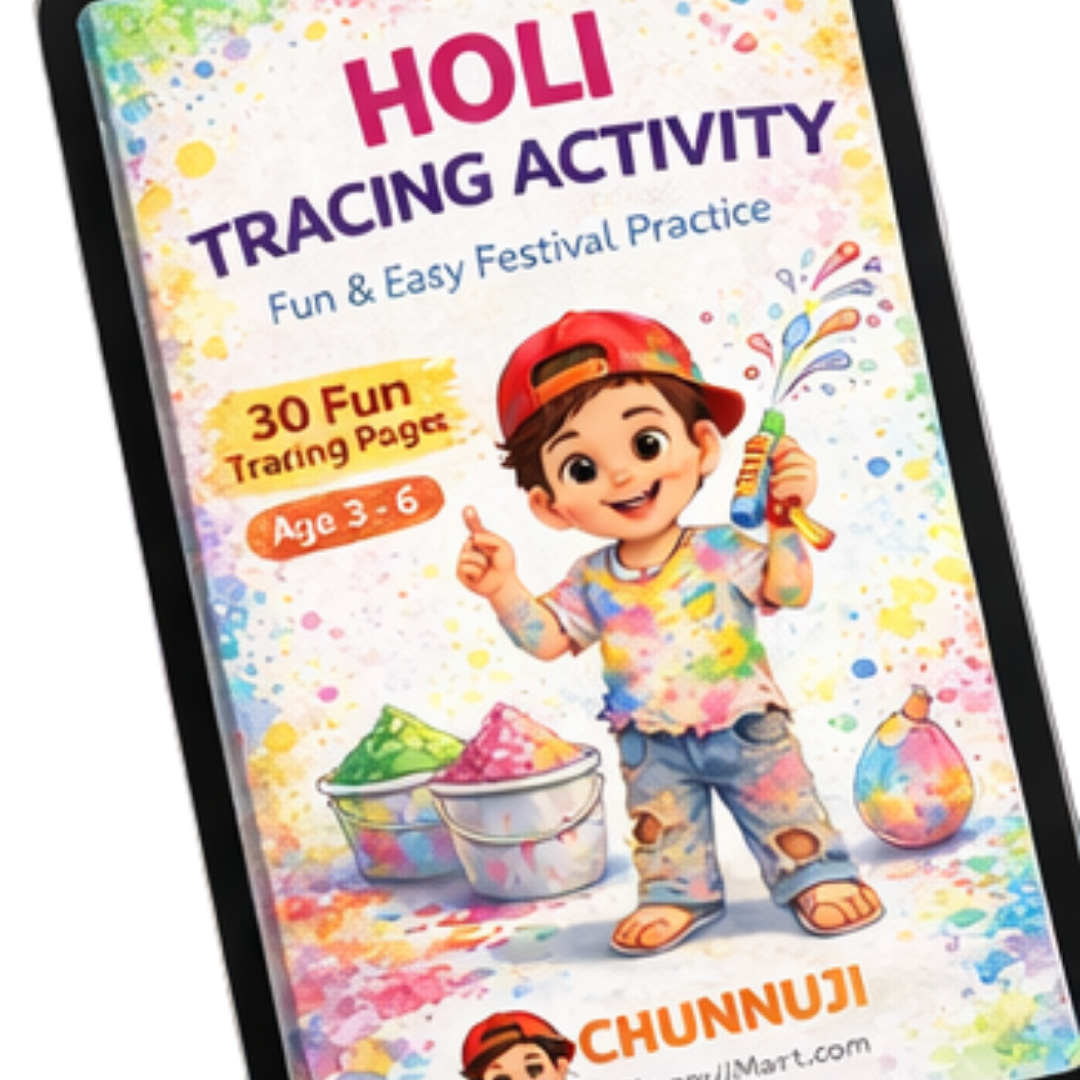 Holi Tracing Activity Book for Preschool Kids | 30 Fun Printable Pages