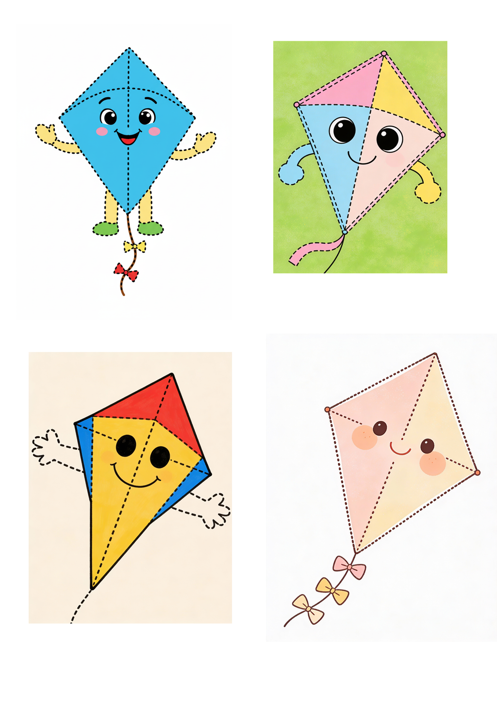 65-Page Kite Coloring & Tracing Book for Kids | My First School