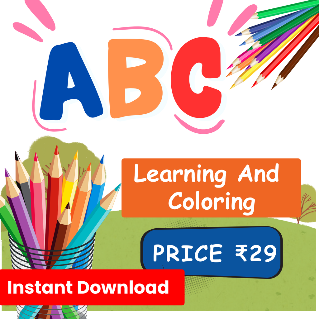 Smart Kids A to Z Coloring Book (PDF) + Free Award Certificate | Instant Download - eBooks