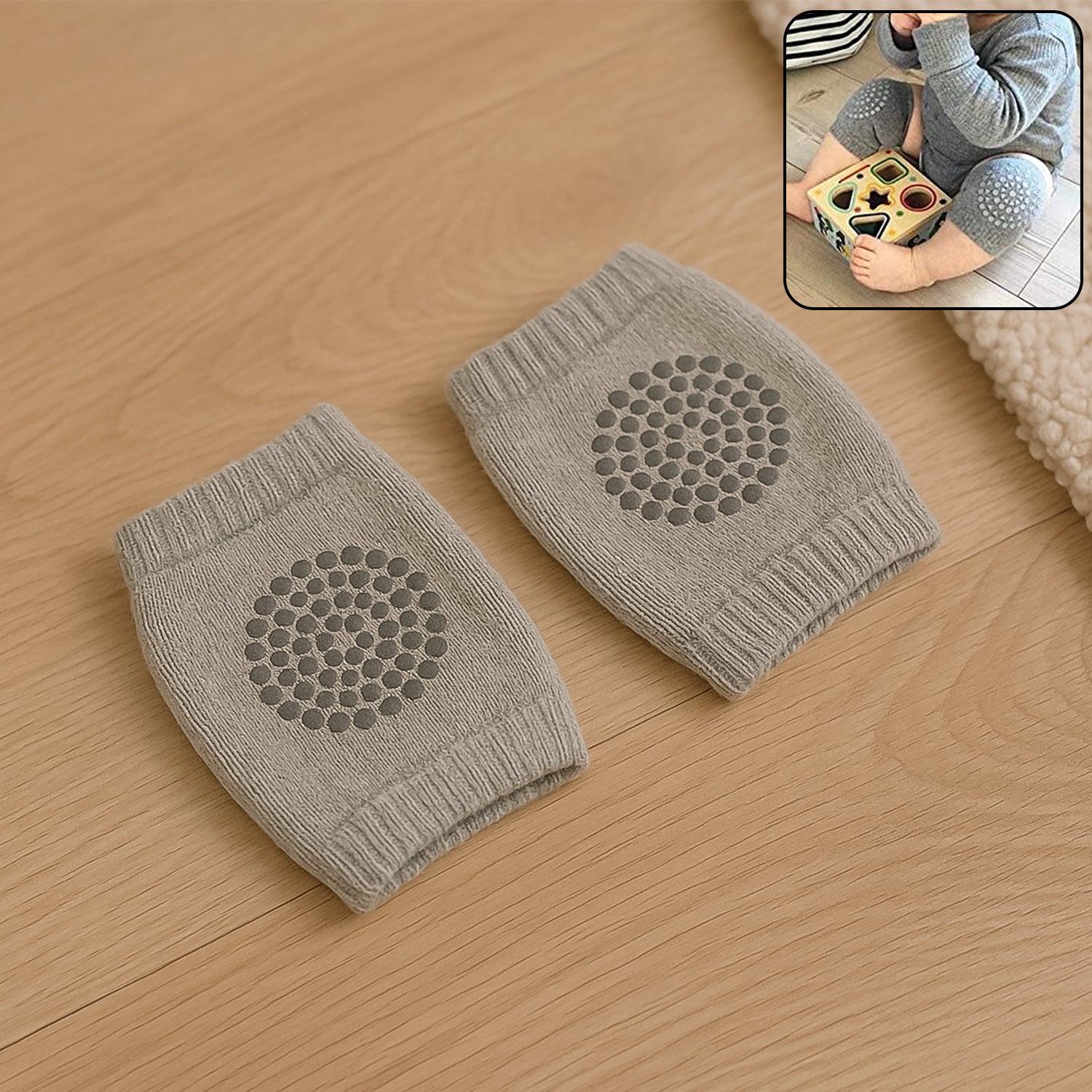 Light Grey Toddler Wool Knit Leg Warmer (Knee Guard) - Baby Care