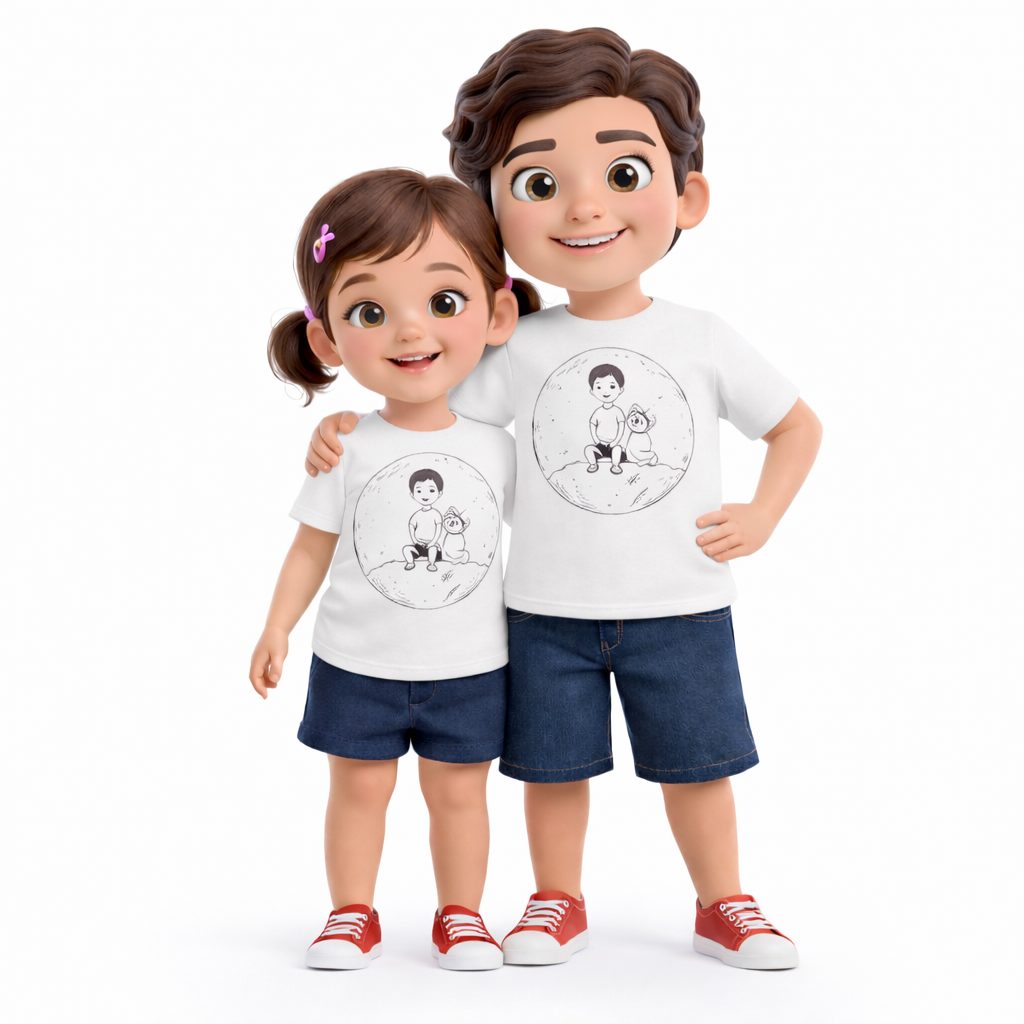 Kids Moon Bunny T-Shirt | Premium Cotton Cartoon Tee 8-14 Y