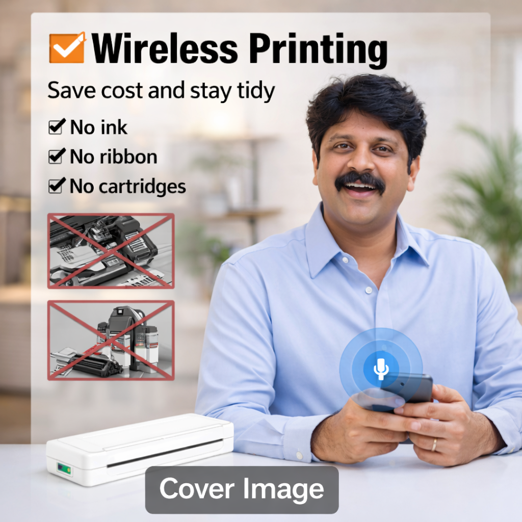 ChunnuJi Smart Print Kit™ – Portable A4 Wireless Printer for Teachers, Students & Business Use