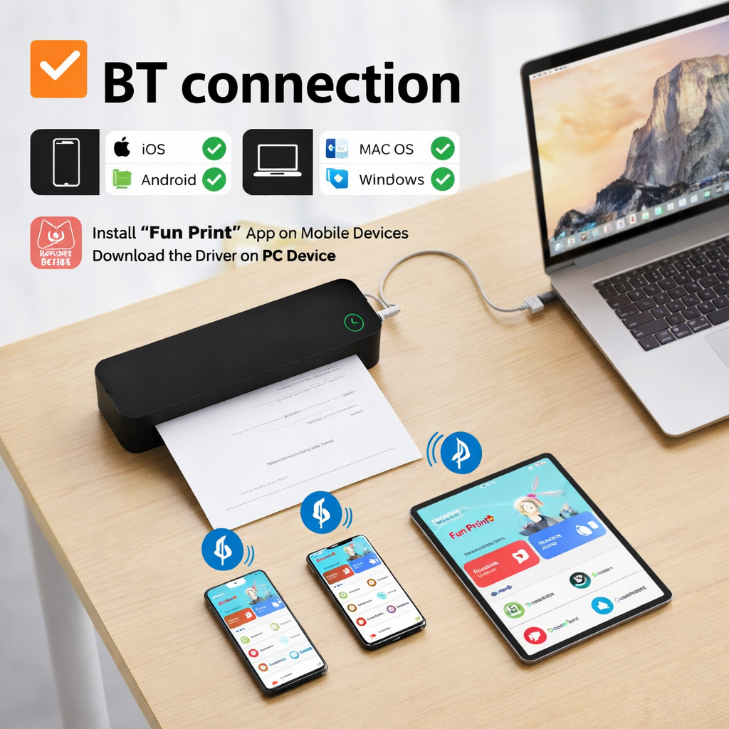 ChunnuJi Smart Print Kit™ – Portable A4 Wireless Printer for Teachers, Students & Business Use