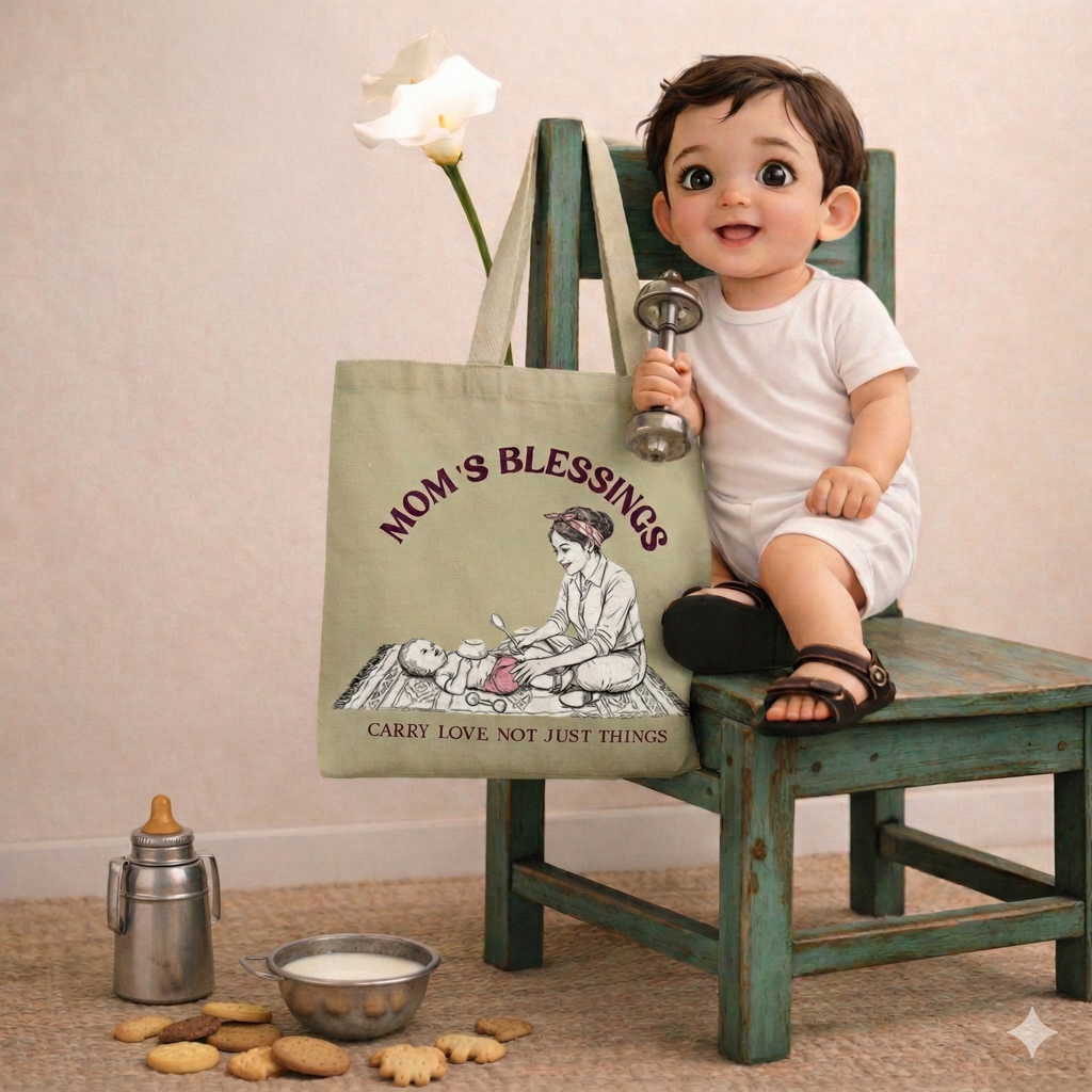 Mom’s Blessings Canvas Tote Bag – Premium 300 GSM Eco Friendly Shopping Bag