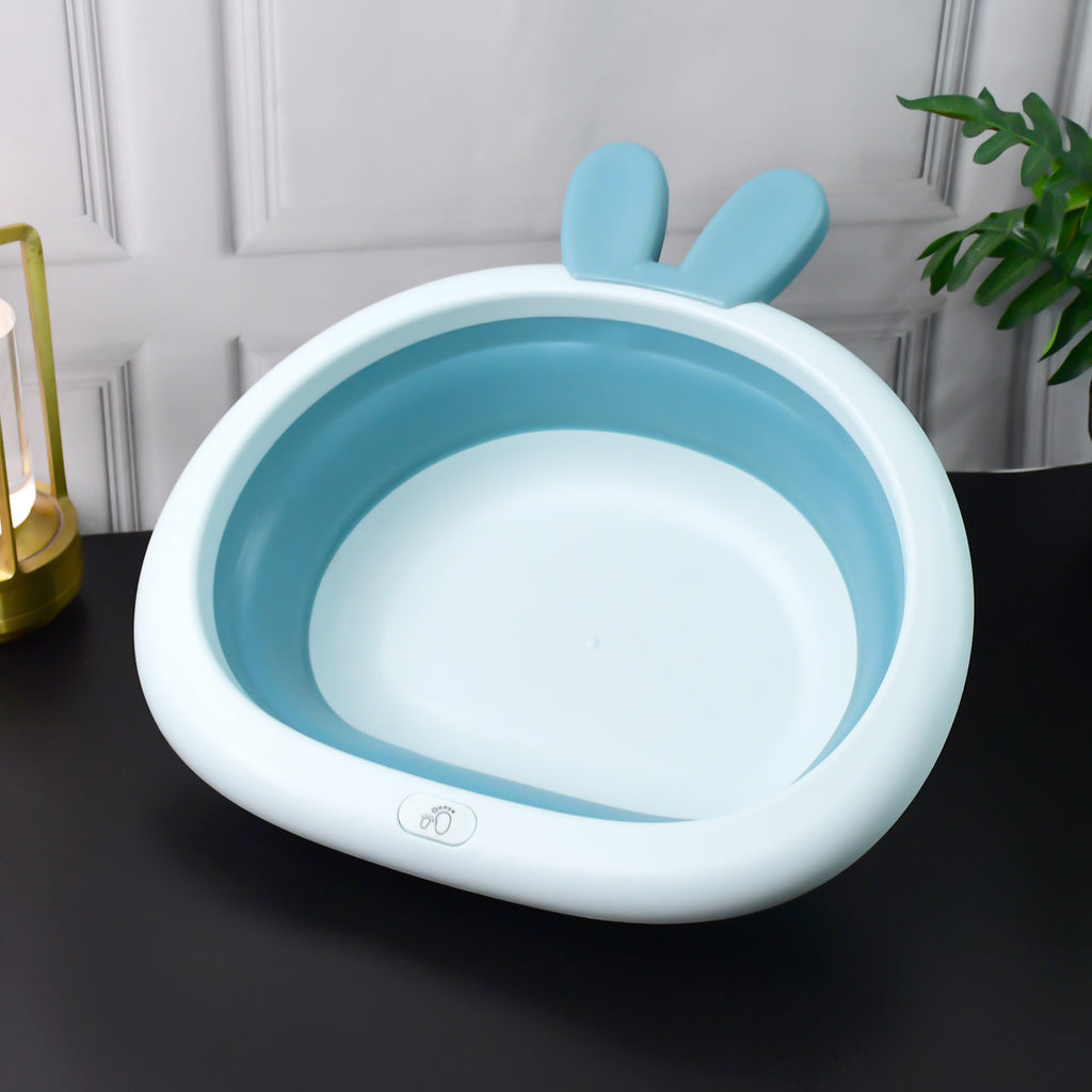 Foldable Multipurpose Collapsible Basin with Bunny Ear Handle | Portable Washing & Storage Tub