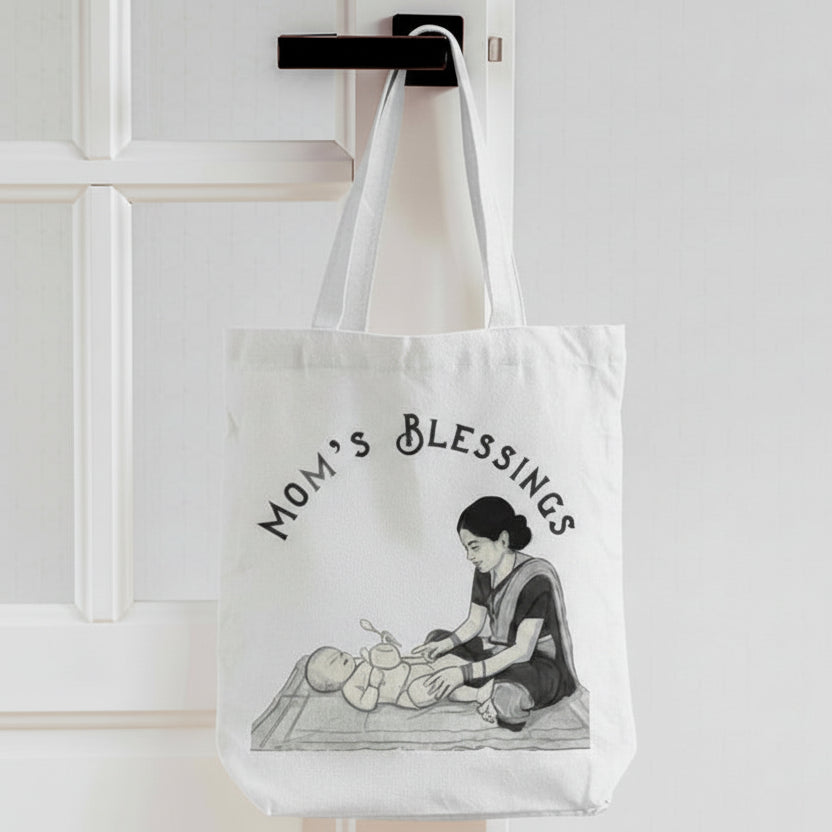 Mom’s Blessings Canvas Tote – Premium Emotional Gift Bag