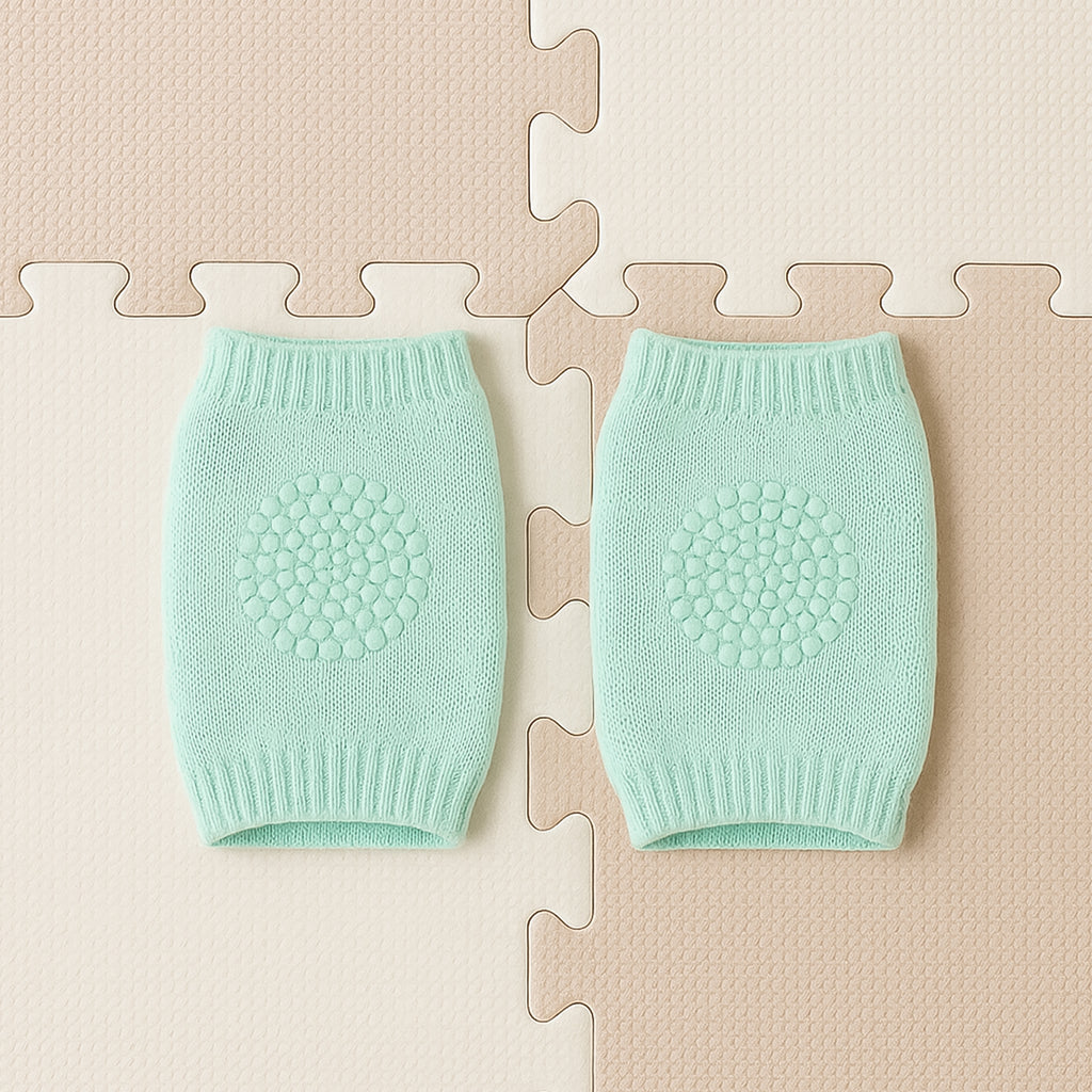 Mint Green Toddler Wool Knee Warmers | Soft Knit Baby Leg Warmers & Knee Guards