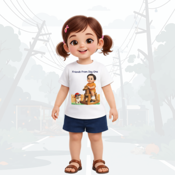 Chunnu Ji Toddler Cotton T-Shirt | Cute Baby & Puppy Print | Soft Kids Wear