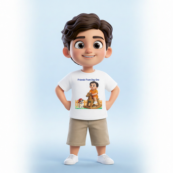 Chunnu Ji Toddler Cotton T-Shirt | Cute Baby & Puppy Print | Soft Kids Wear