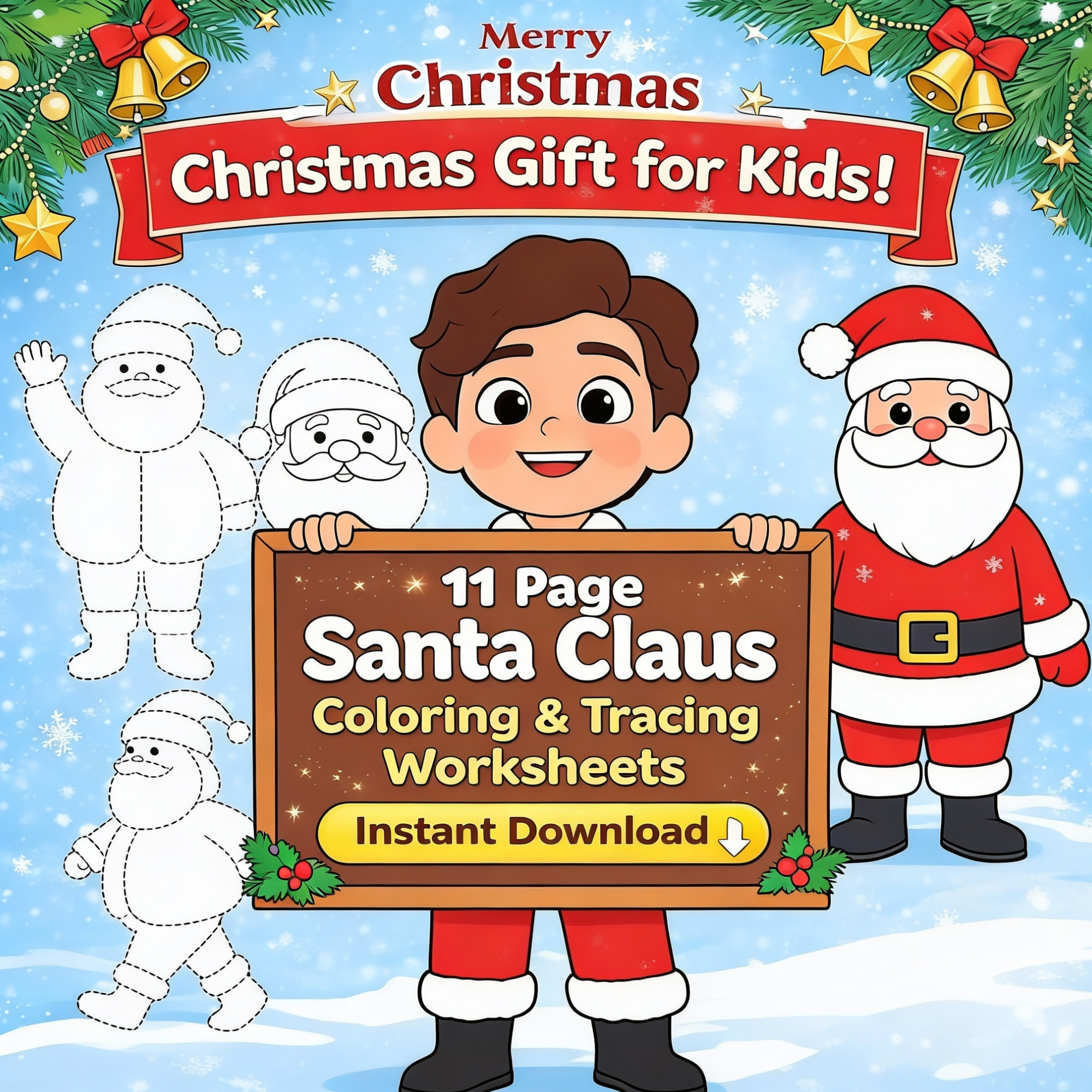 Happy Merry Christmas 🎅 Free Coloring & Tracing Book for Kids (26 Pages)- ₹29 Only