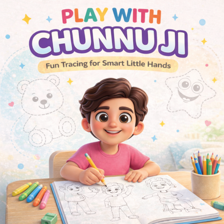 Play with Chunnu Ji – 45 Page Fun Tracing & Coloring Workbook (With Certificate)