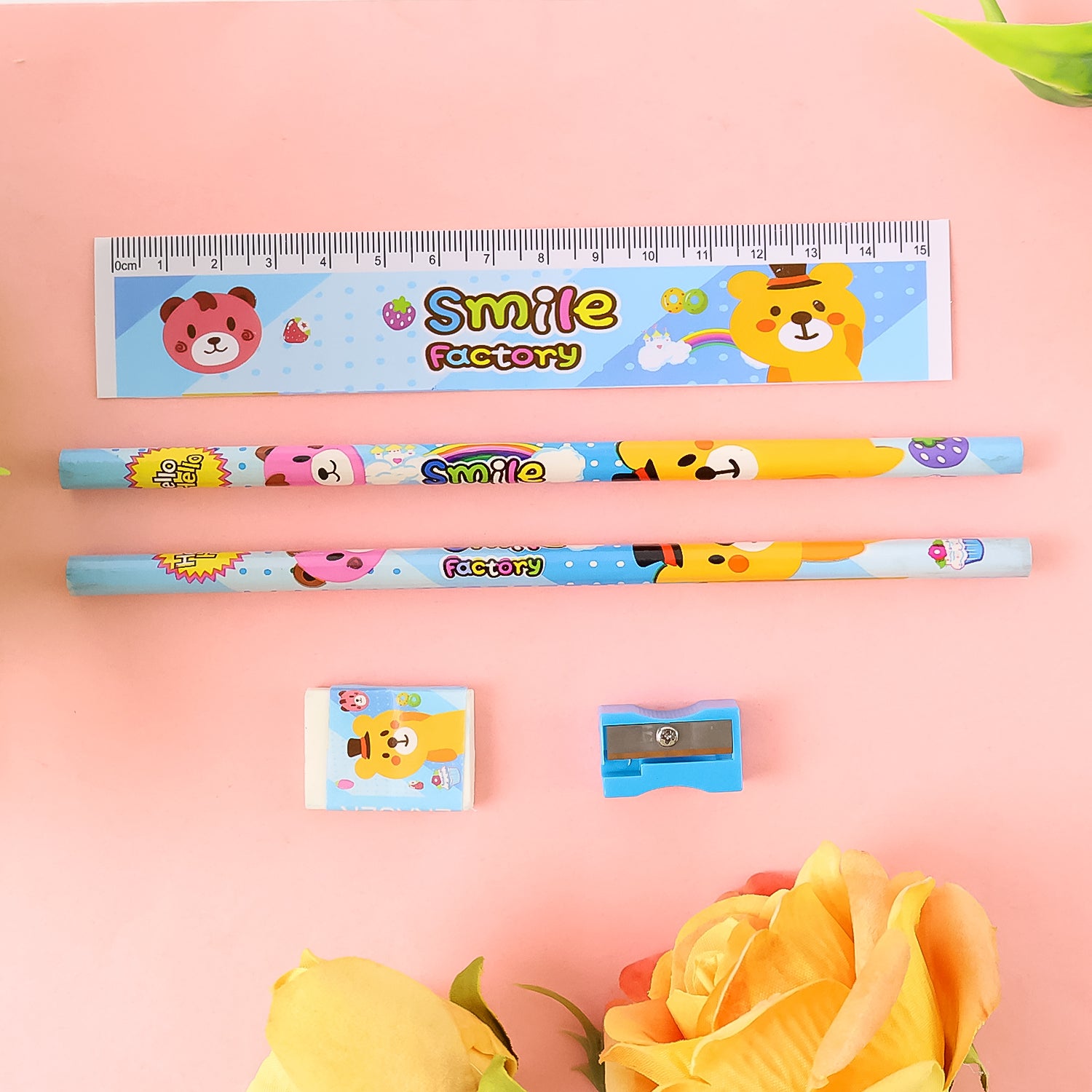 4560 Wooden Pencil Set Stationary Set 5 In 1 Items Educational Item For School Going Kids Stationary Set For Girls Boysstationary For Schoolgift Pack For Girls Kidsbirthday Gift Kids (5 Pc Set