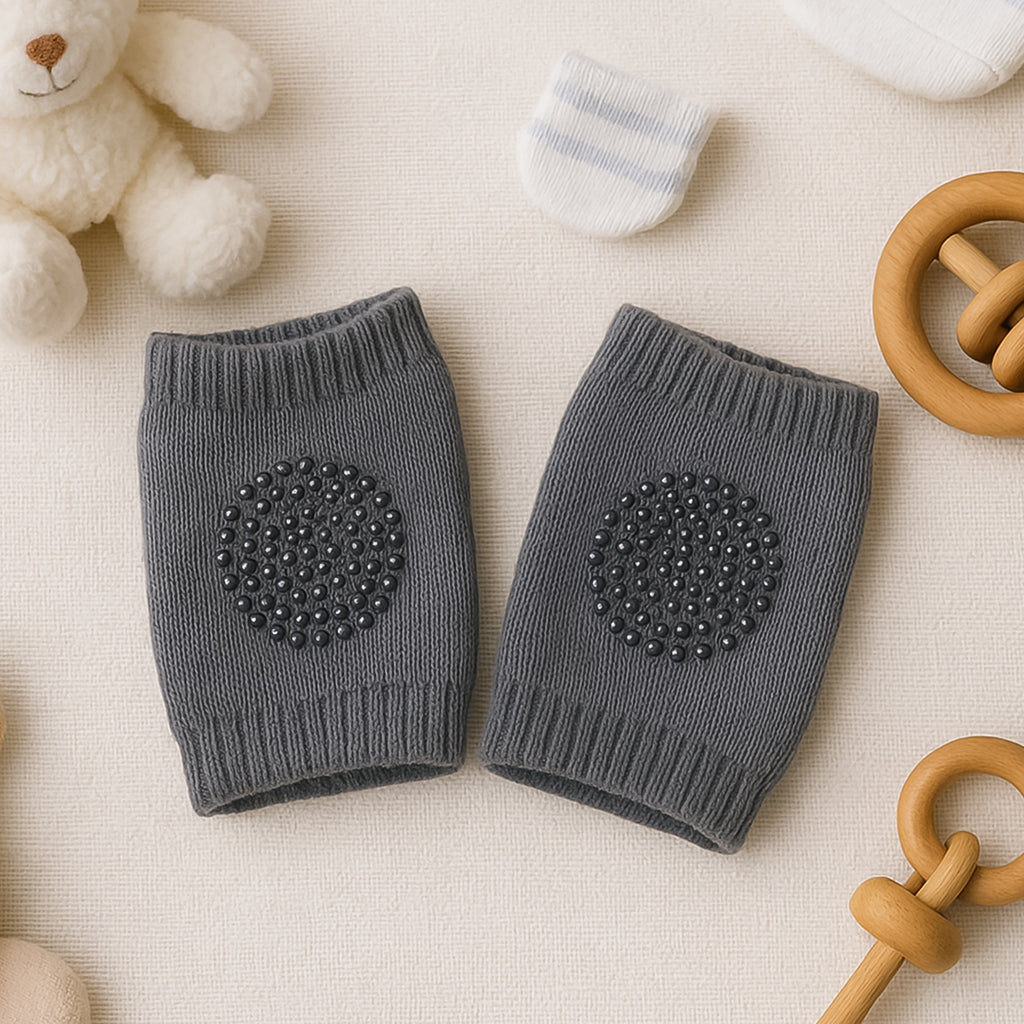 Dark Grey Toddler Wool Knee Warmers | Soft Knit Leg Warmers & Knee Guards for Babies