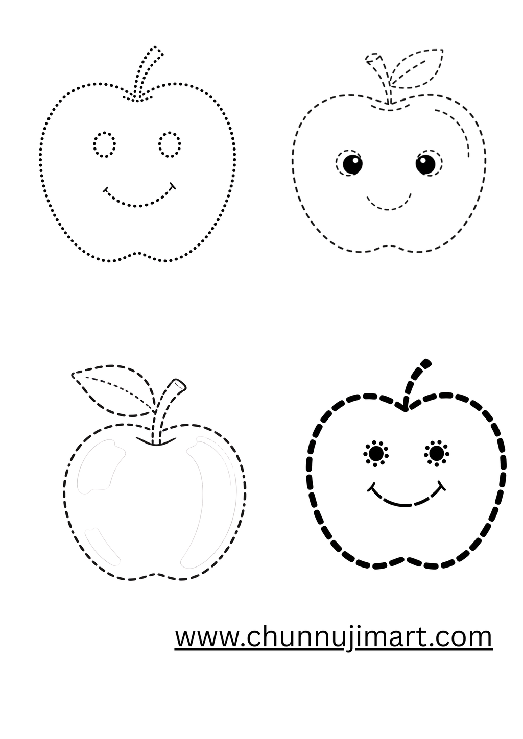 Apple Tracing & Coloring Book for Kids (Ages 3–5) | 15 Apple Worksheets + Certificate | ₹29