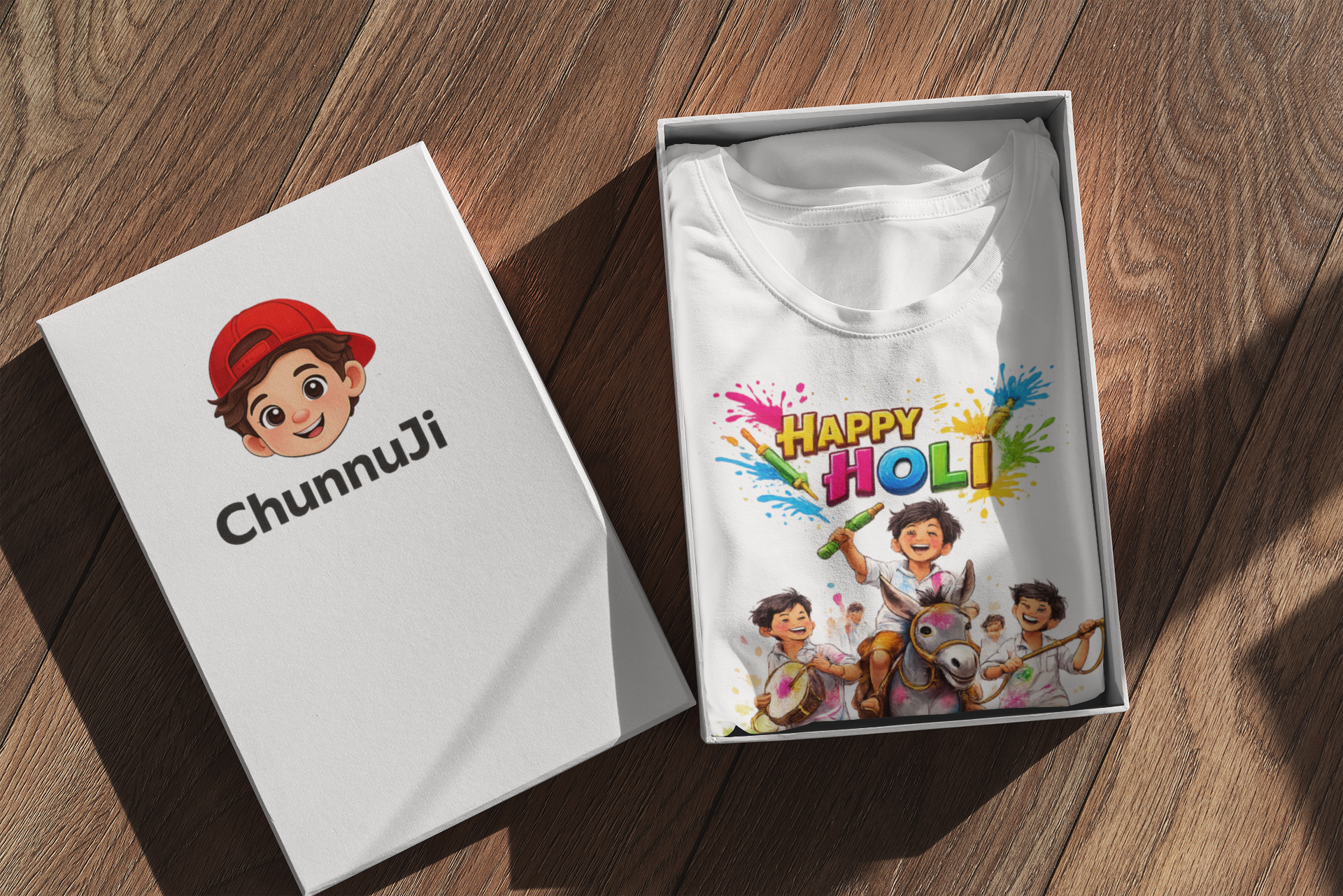 Before WiFi Happy Holi Kids T-Shirt | All Over Print | 170 GSM Dri-FIT | 5-13 Years | Holi Special Edition